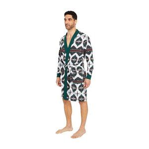 NWT POLO RALPH LAUREN MEN'S PRINT BRUSHED FLEECE BATH‎ ROBE GREEN RED